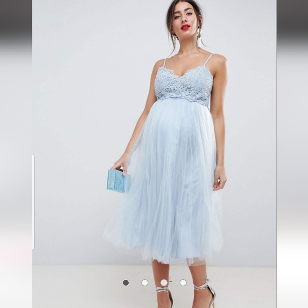 ASOS DESIGN Maternity premium lace cami top tulle midi dress